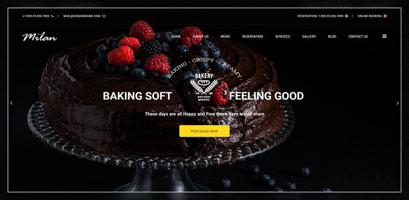Milan : Bakery / Coffee / Vegan / Restaurant WordPress theme