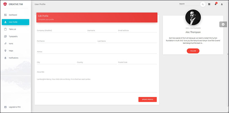 Free Bootstrap Angular Admin Template