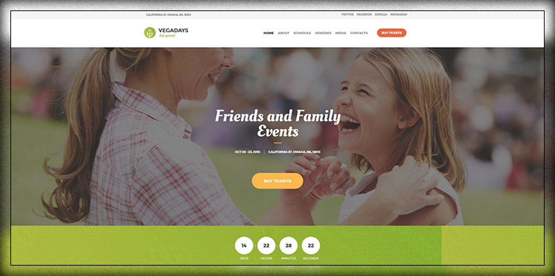 VegaDays - Vegetarian Food Festival or Event WordPress Theme