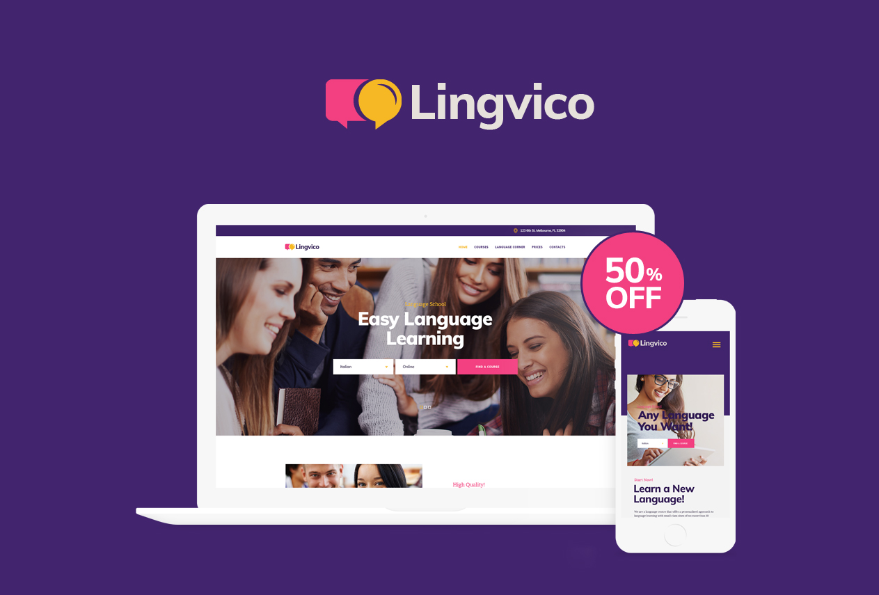 language school and training courses WordPress theme