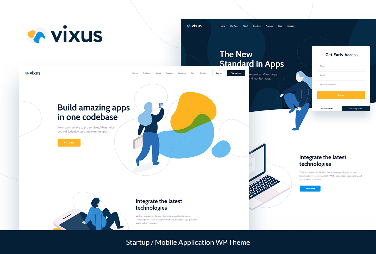 Vixus — Modern Startup, Application, Digital Agency and Online Product WordPress theme