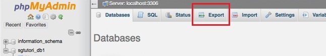 Exporting WordPress database