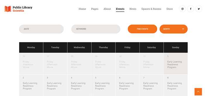 Built-In Events Calendar