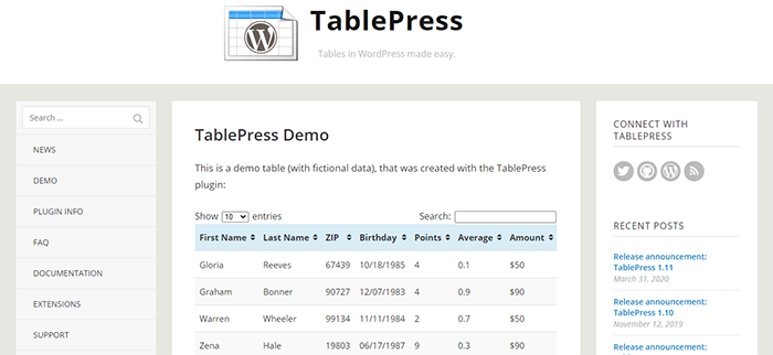 TablePress
