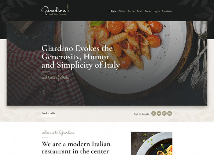 Giardino — Free Restaurant & Cafe WordPress Theme