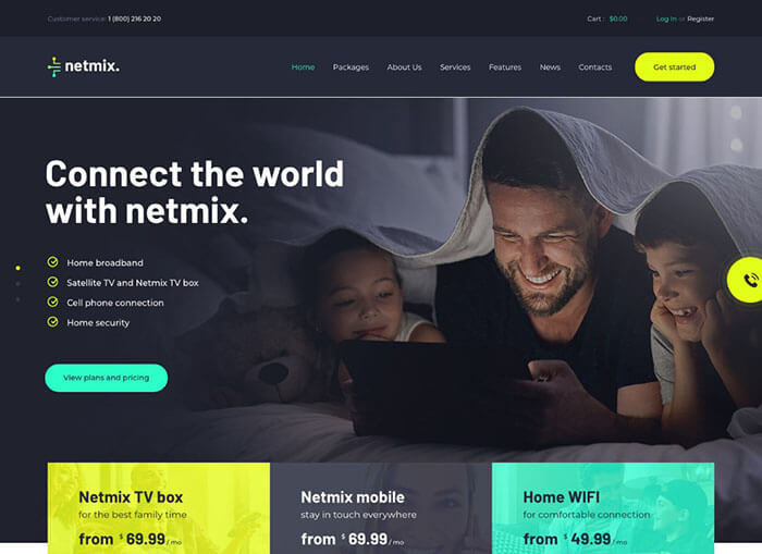 Netmix – Free Broadband & Telecom WordPress nulled Theme