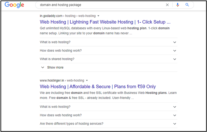 Domain name and Hosting Plan