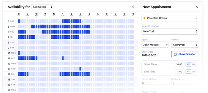 frontend (for clients) and backend interface (for site administrator)