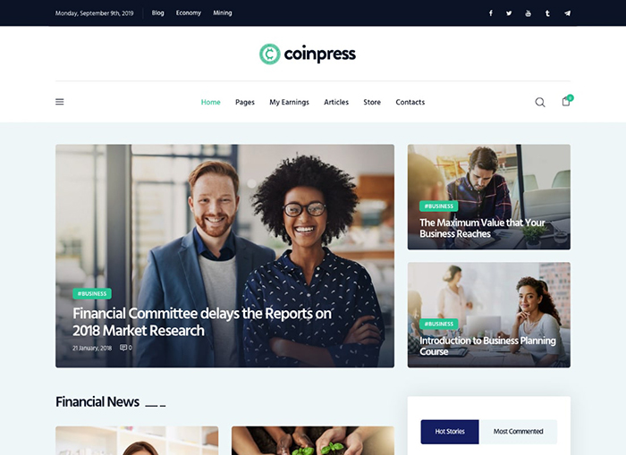 Coinpress | ICO Cryptocurrency Magazine & Blog WordPress Theme