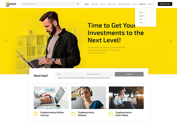 Monyxi | ICO Cryptocurrency Trading Business Coach WordPress Theme
