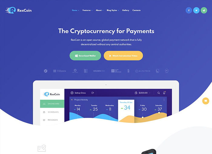 RexCoin | A Multi-Purpose Cryptocurrency & Coin ICO WordPress Theme