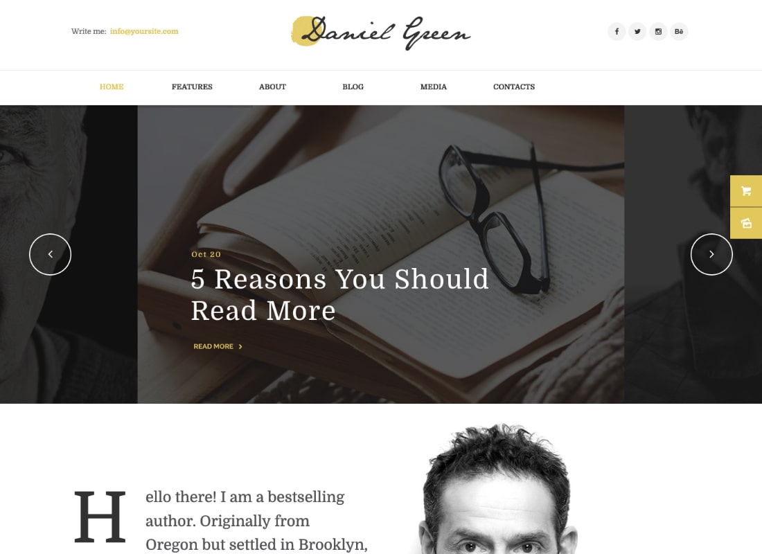 Blog for Writers and Journalists With Bookstore WordPress Theme