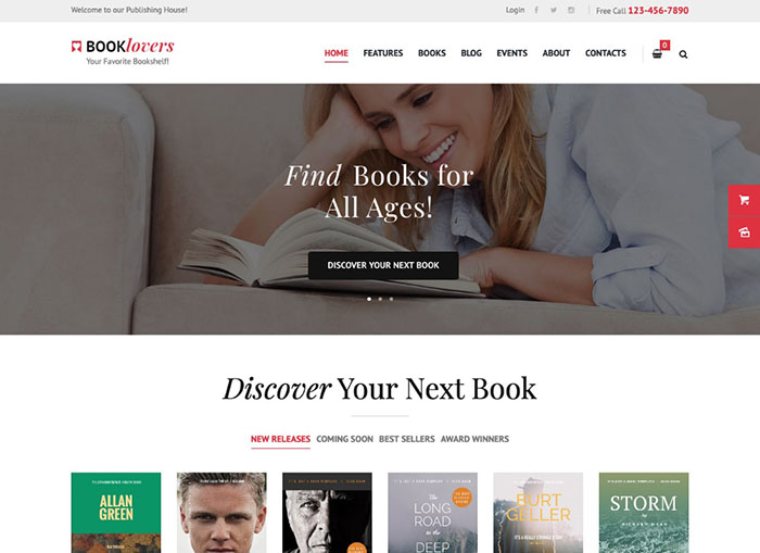 1. Booklovers ($59.00) - Best Theme for Publishing House