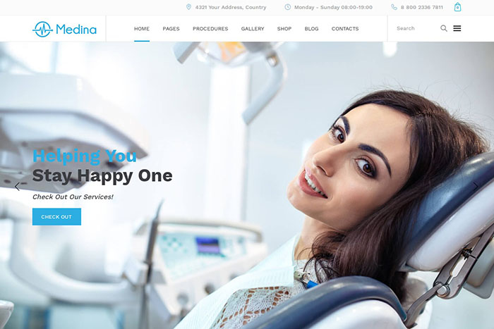 10. Medina ($49.00) - Best Medical WordPress Theme