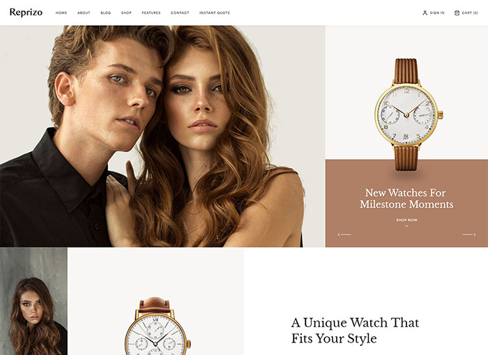 2. Reprizo ($59.00) - Best theme for Online Jewelry Store