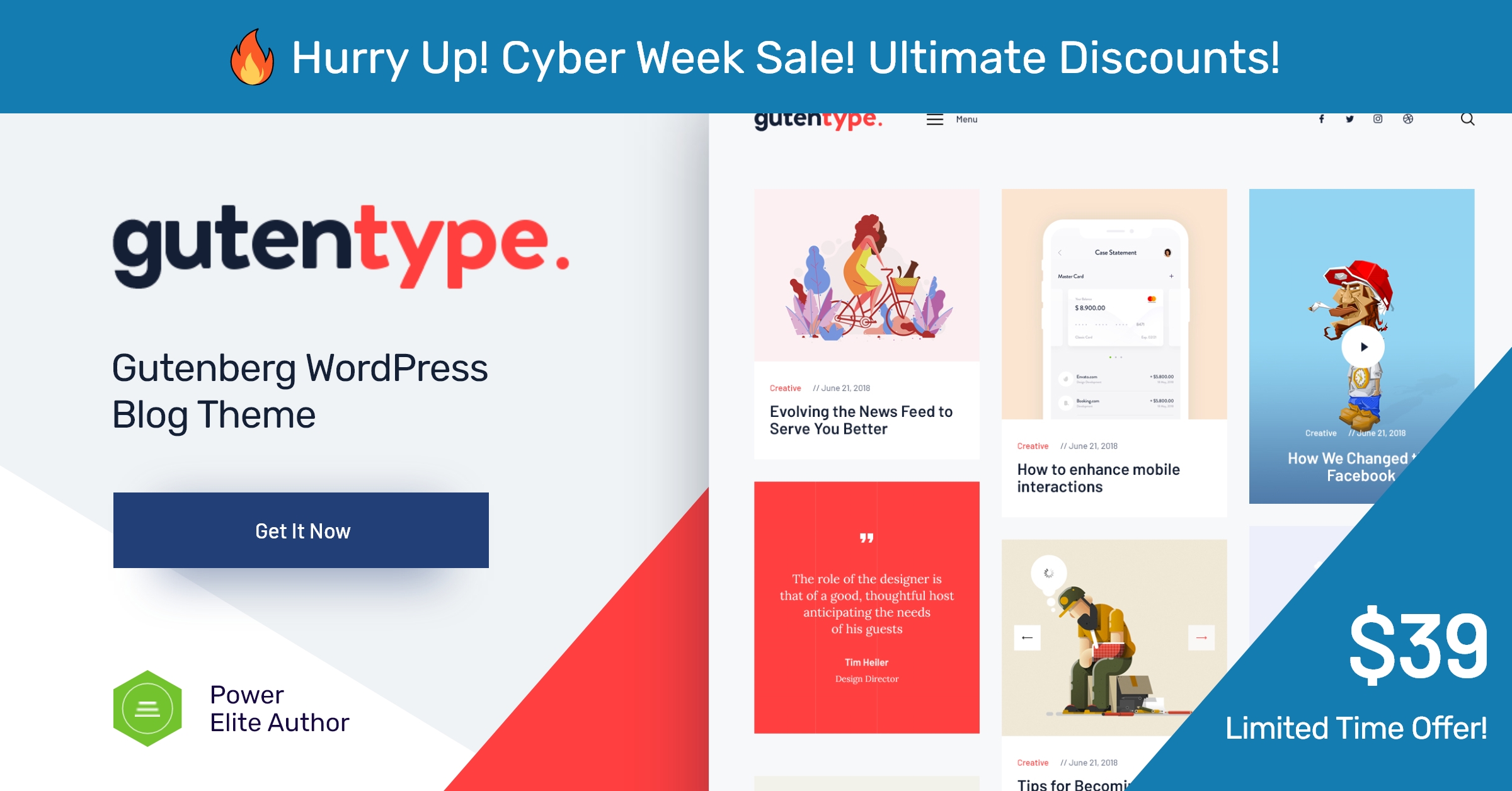 Gutentype | 100% Gutenberg WordPress Theme for Modern Blog + Elementor