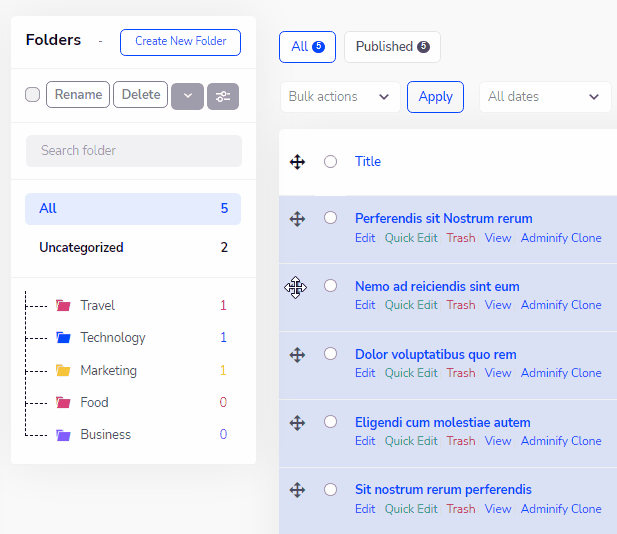 Folder for Post Type