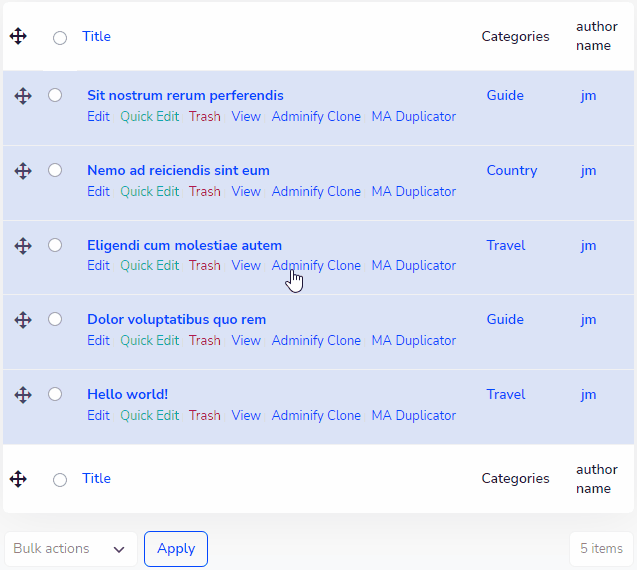 Post Type Order Module