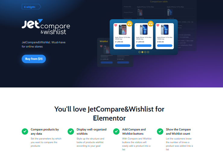 JetCompareWishlist Plugin for Elementor