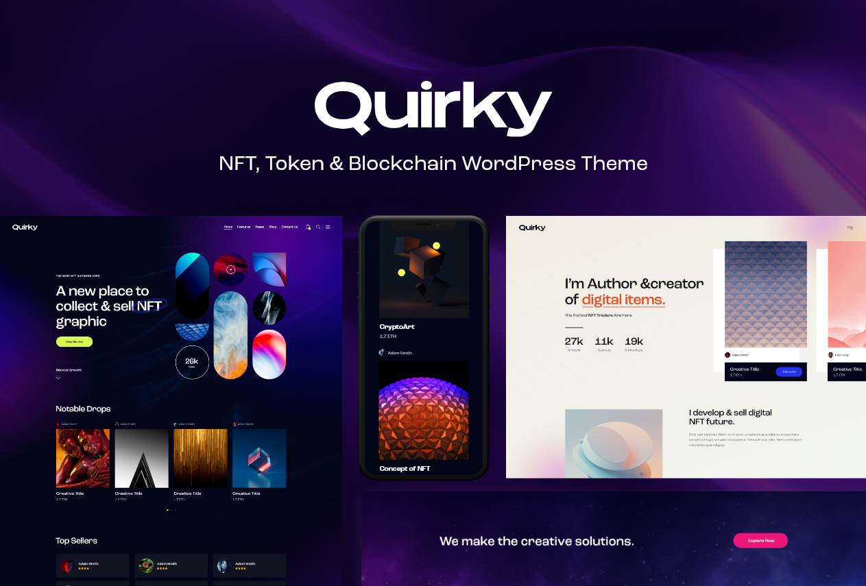Quirky - NFT, Token & Blockchain WCFM Marketplace WordPress Theme
