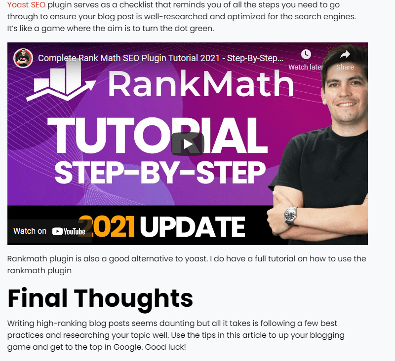 Consider Video Content