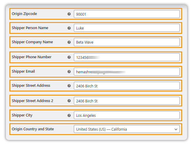 Shipper Address Details