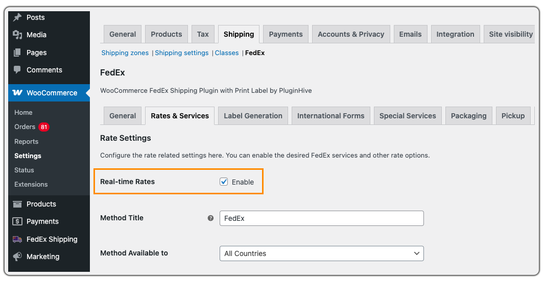 Real-Time Shipping Rates
