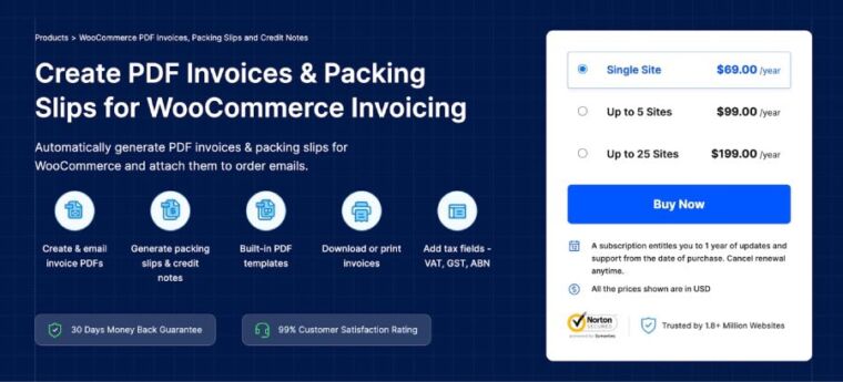 5. WooCommerce PDF Invoices, Packing Slips and Credit Notes Plugin