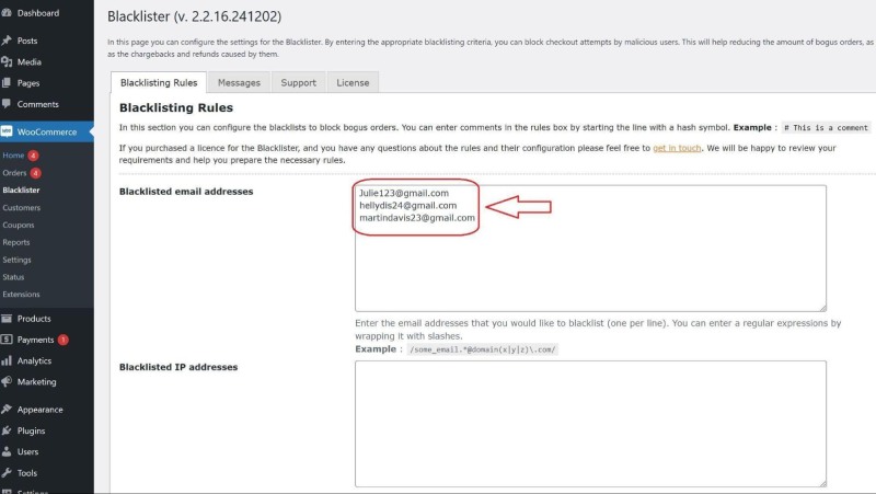 Block by Email Address