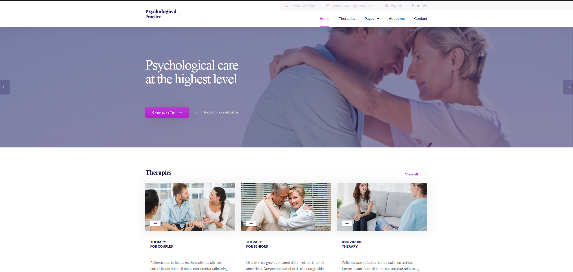 WordPress theme for Psychological Practice, Psychologist and Psychiatrist