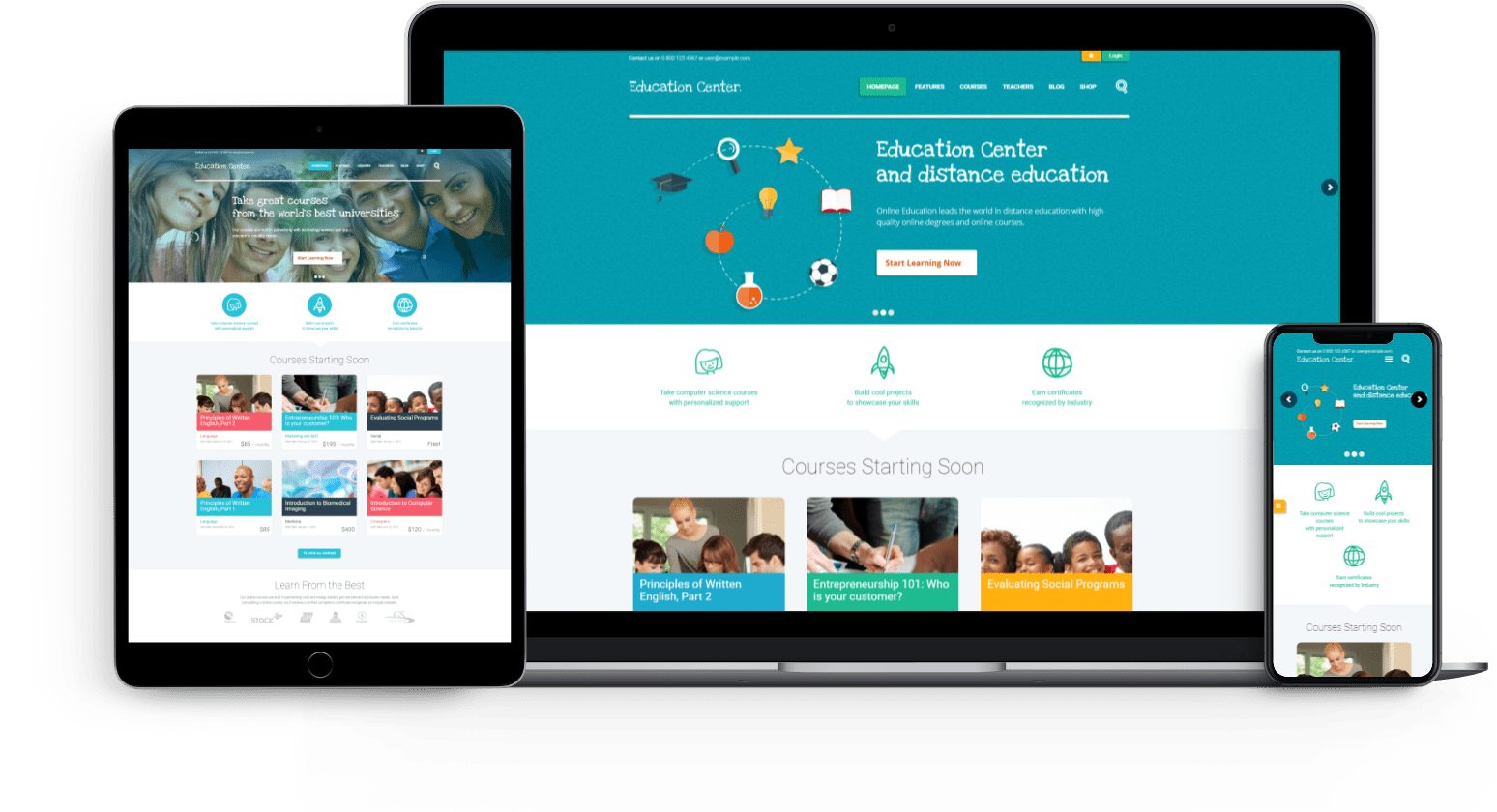 Education Center | LMS Online University & School Courses Studying WordPress Theme