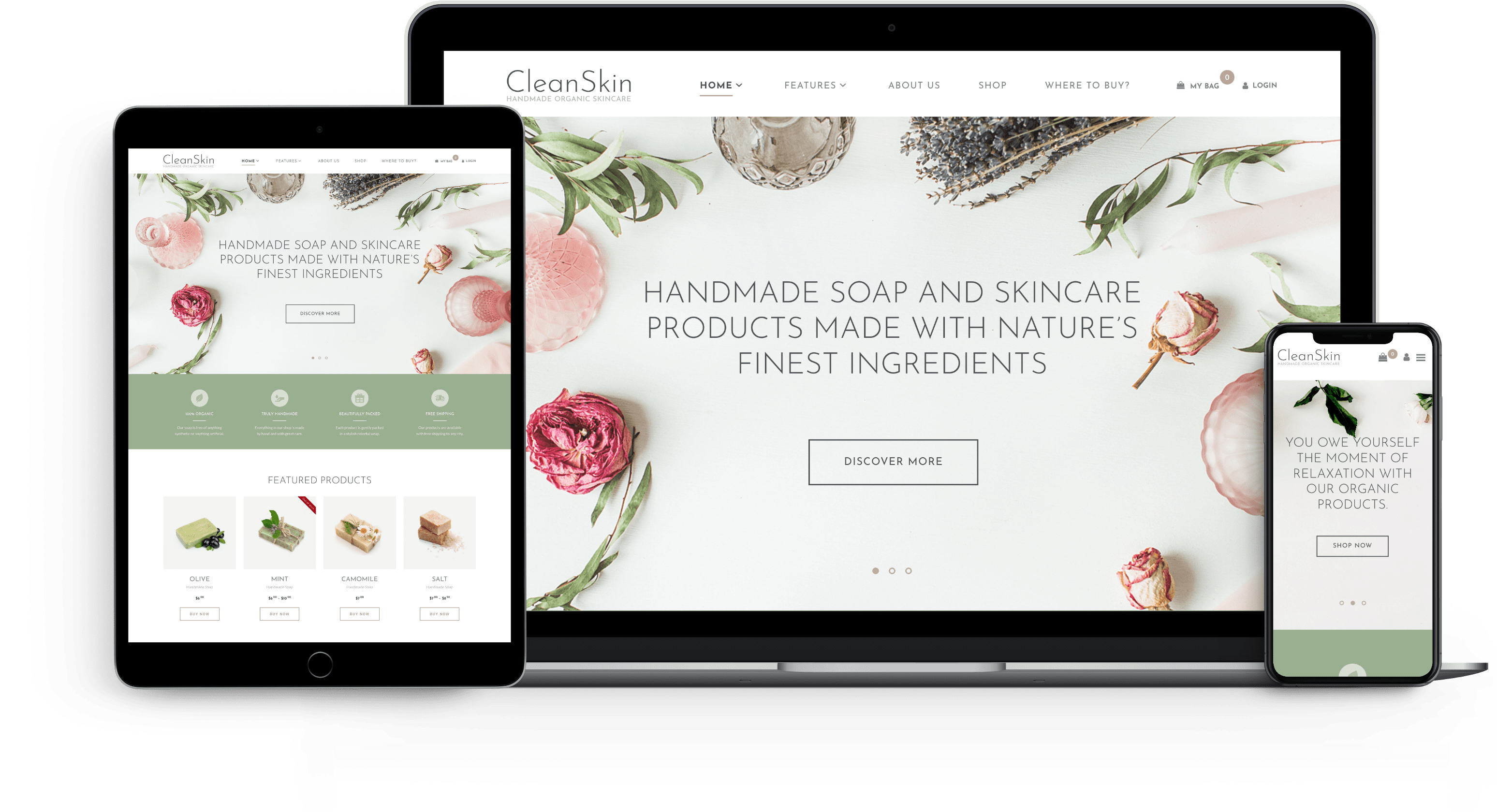 CleanSkin | Handmade Organic Soap & Natural Cosmetics Shop WordPress Theme + Elementor